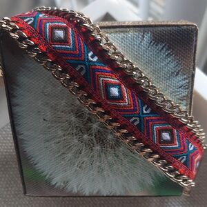 Red and Blue Geometric Chain Bracelet